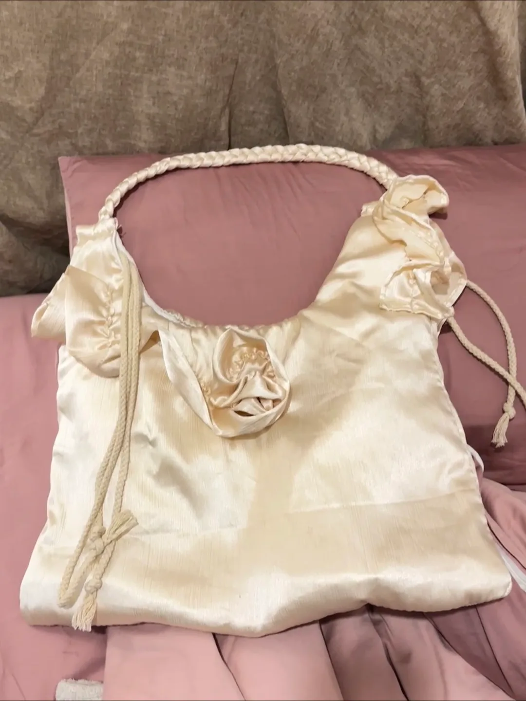 Cream Satin Hobo Bag thumbnail