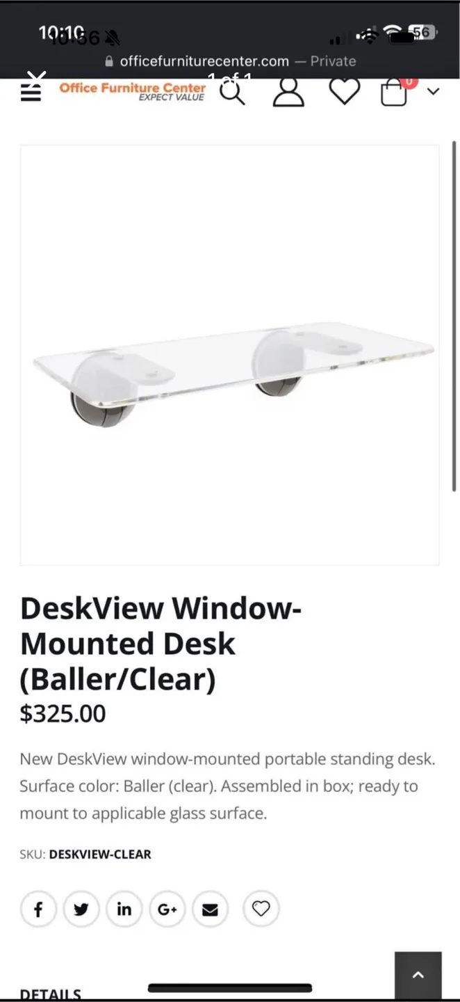 DeskView Window-Mounted Desk  (Clear) image indicator(8)