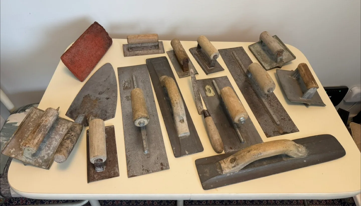 Lot of Used Concrete Finishing Trowels thumbnail