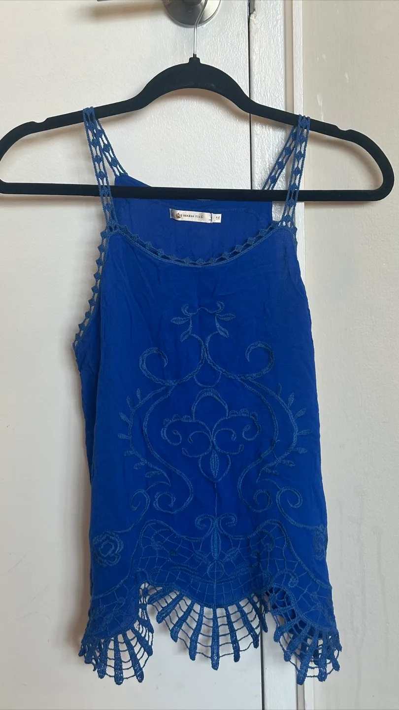 Maria Filo Blue Viscose Tank Top - Size M thumbnail