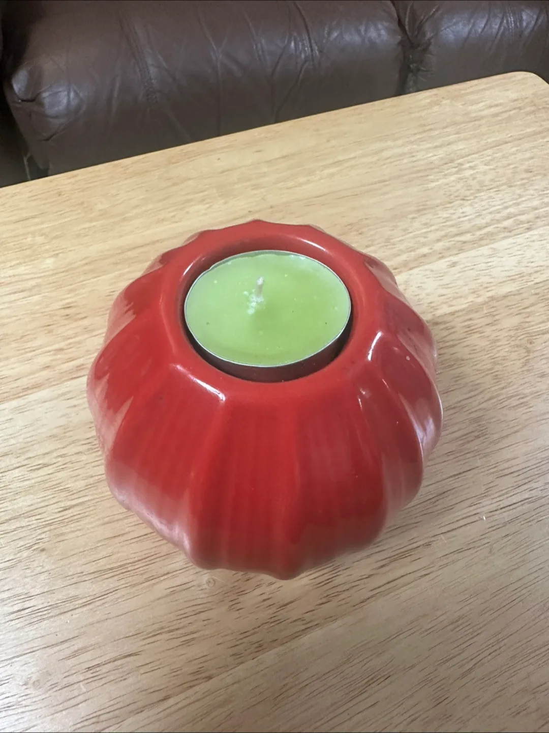 Red Ceramic Pumpkin Candle Holder image indicator(2)