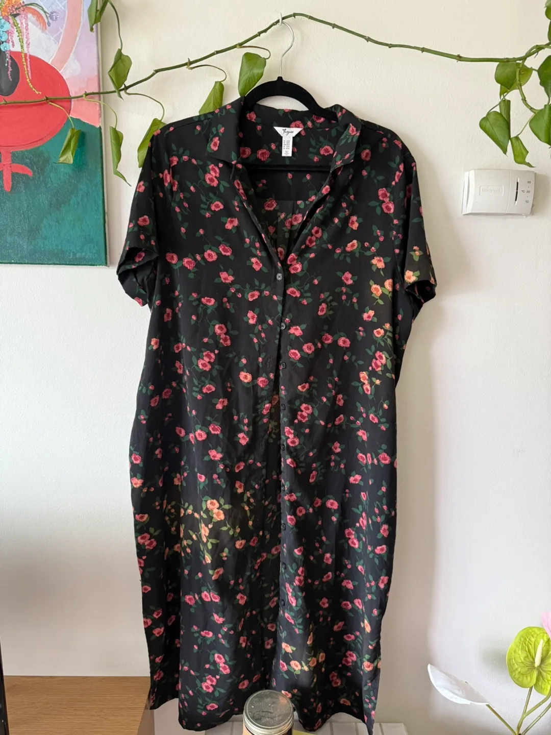 Button Up Floral Dress - Size L thumbnail