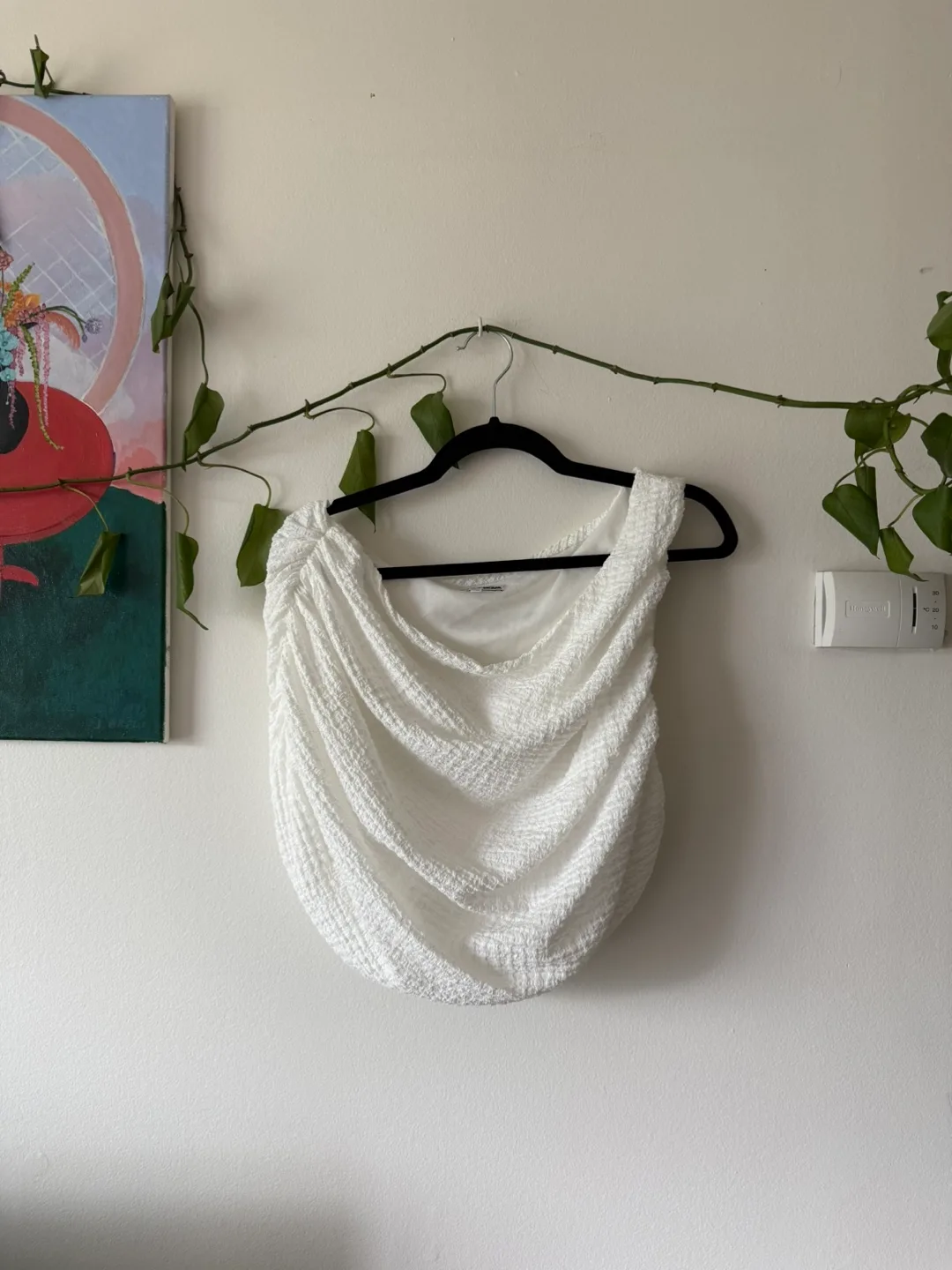 White Textured Off the Shoulder Tank thumbnail