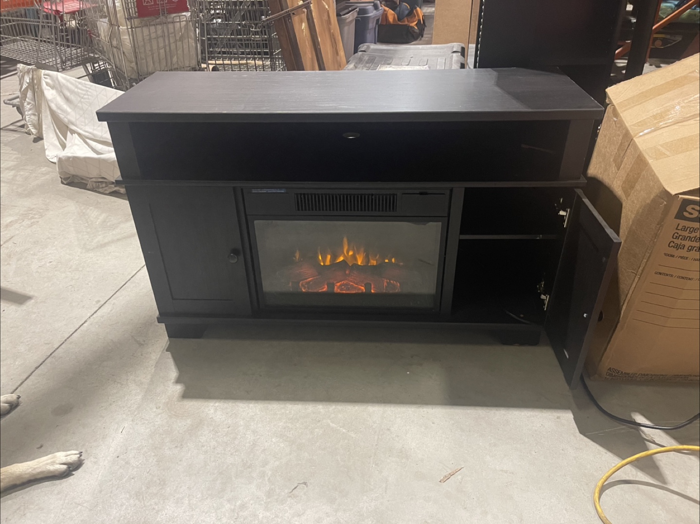 Black Fireplace TV Stand