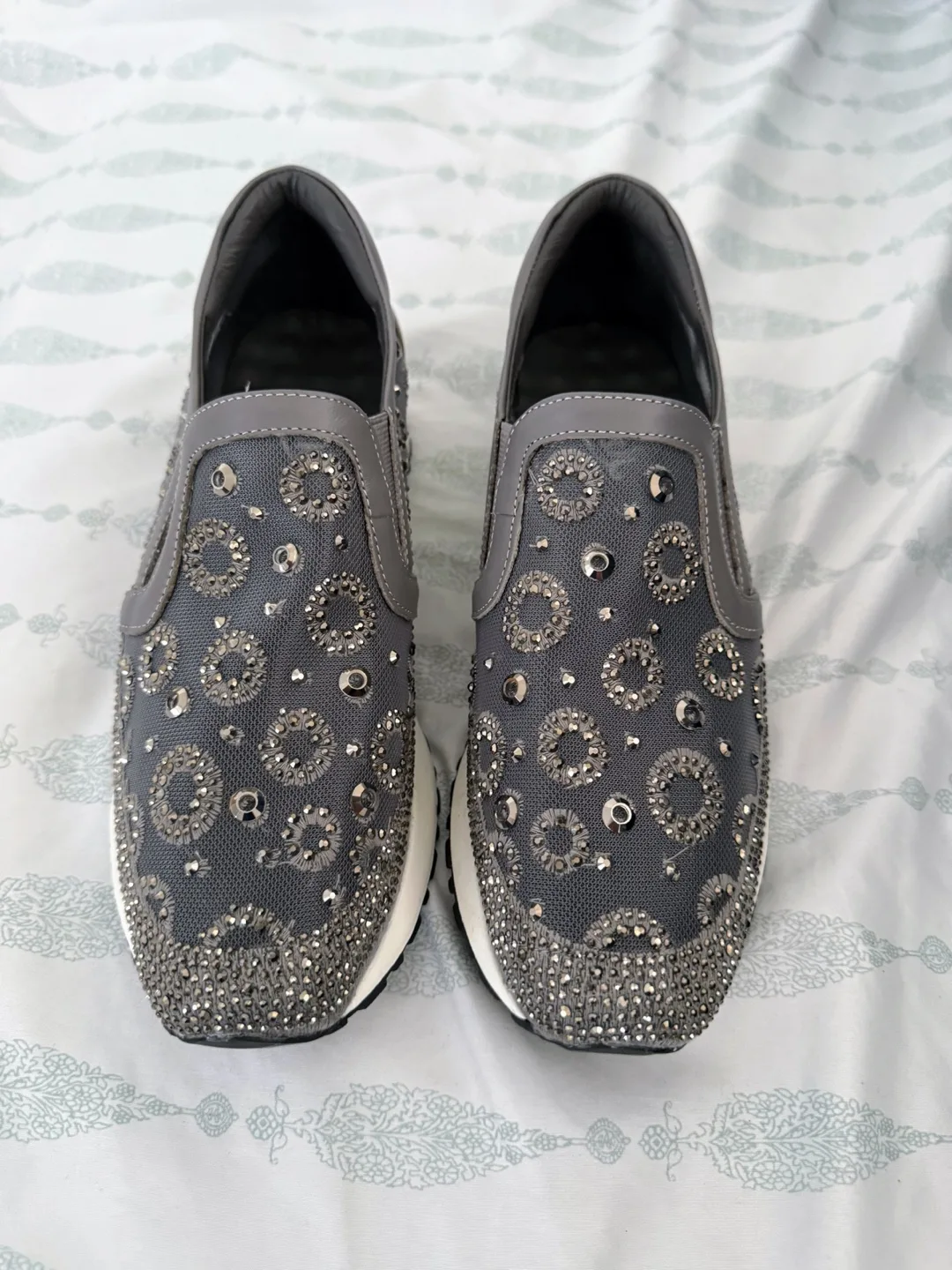Gray Embellished Slip-On Sneakers - Size 7 thumbnail