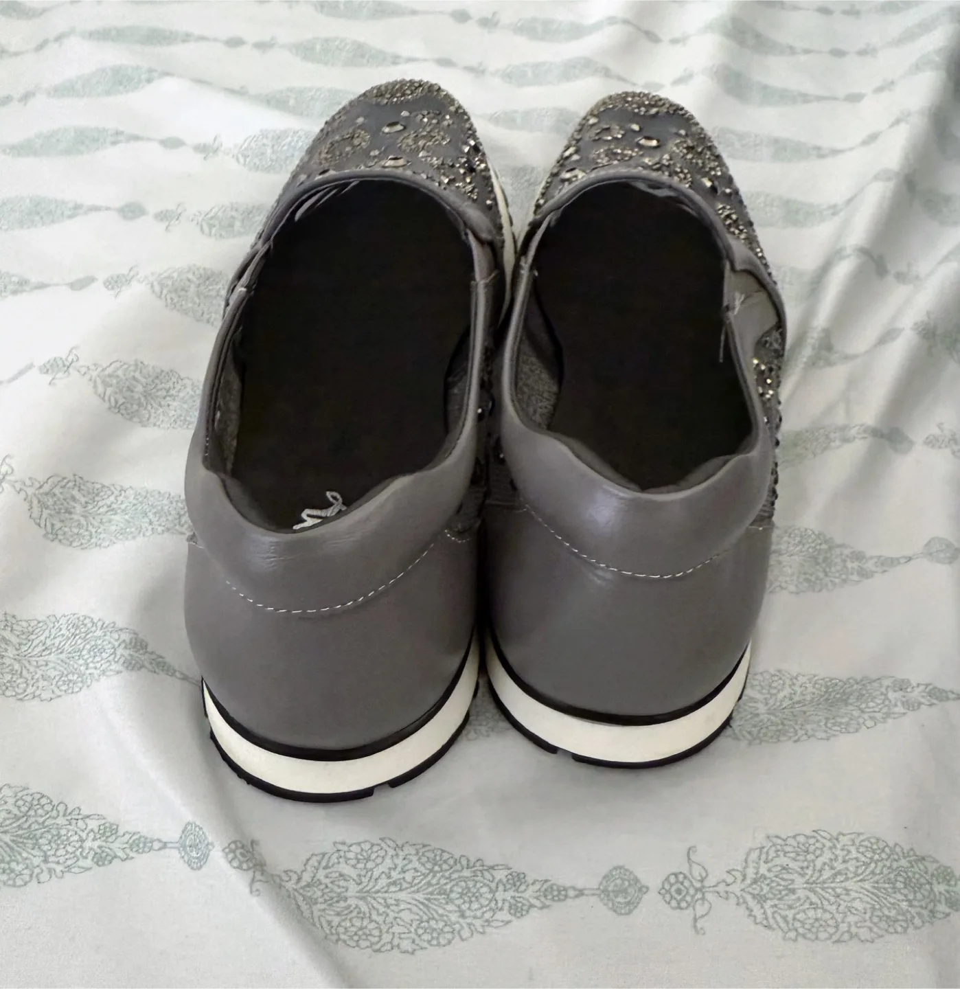 Gray Embellished Slip-On Sneakers - Size 7 image indicator(3)