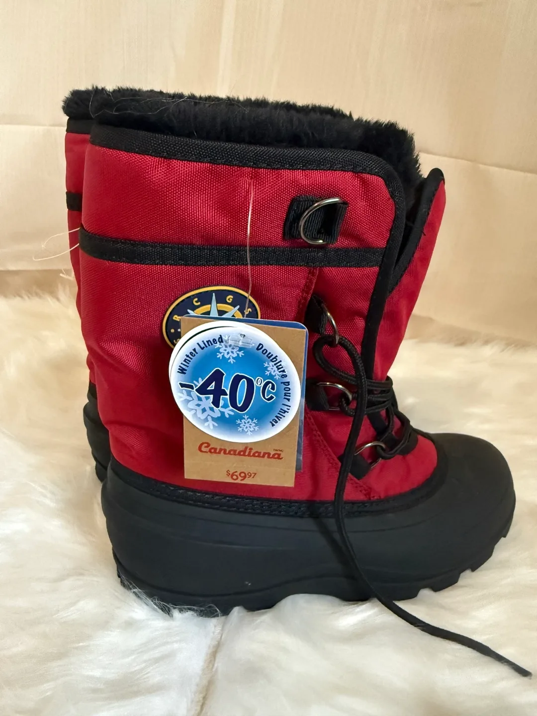 Canadiana Winter Lined Boots - Red & Black image indicator(2)
