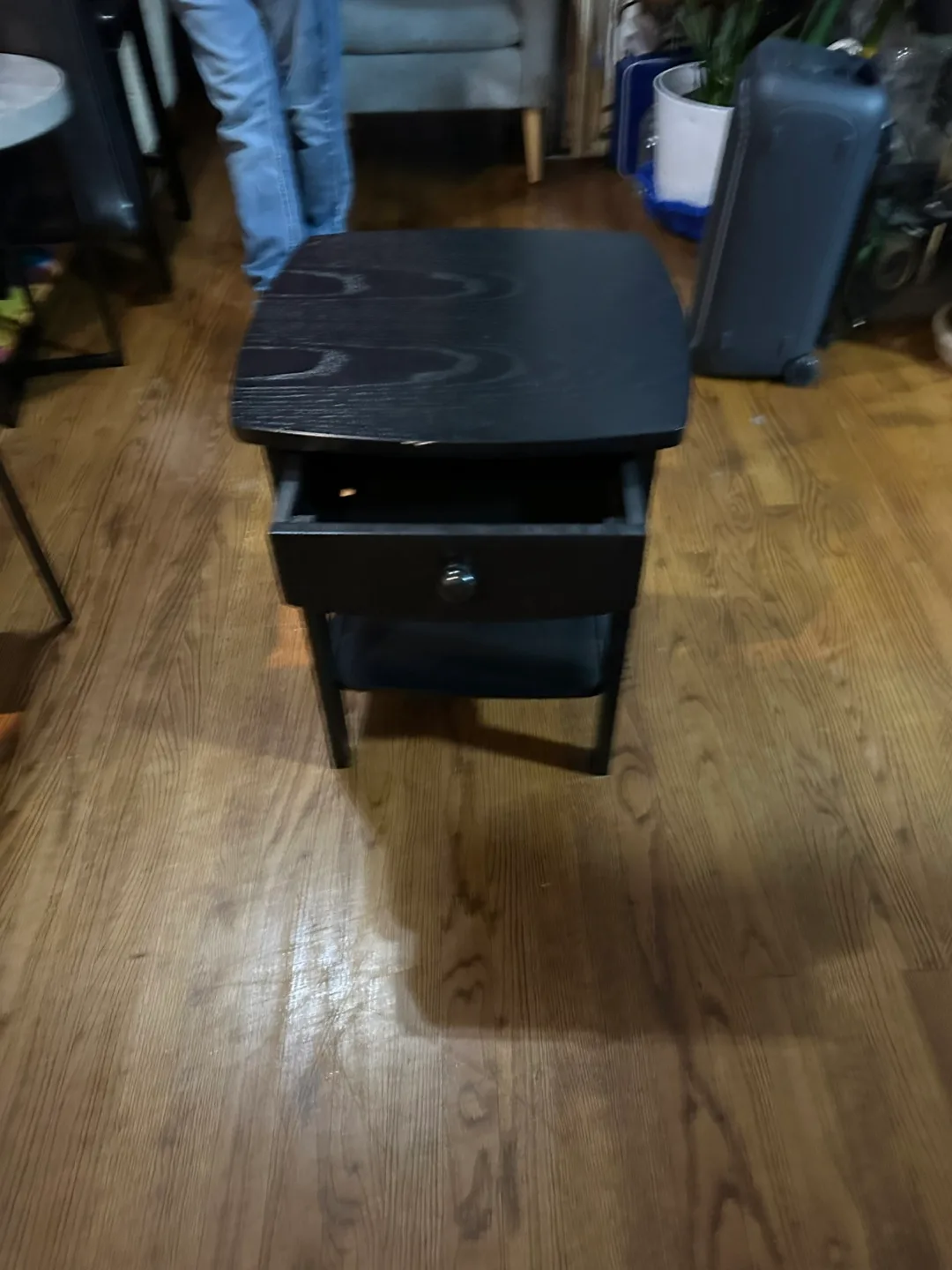 Black Wood End Table Nightstand thumbnail