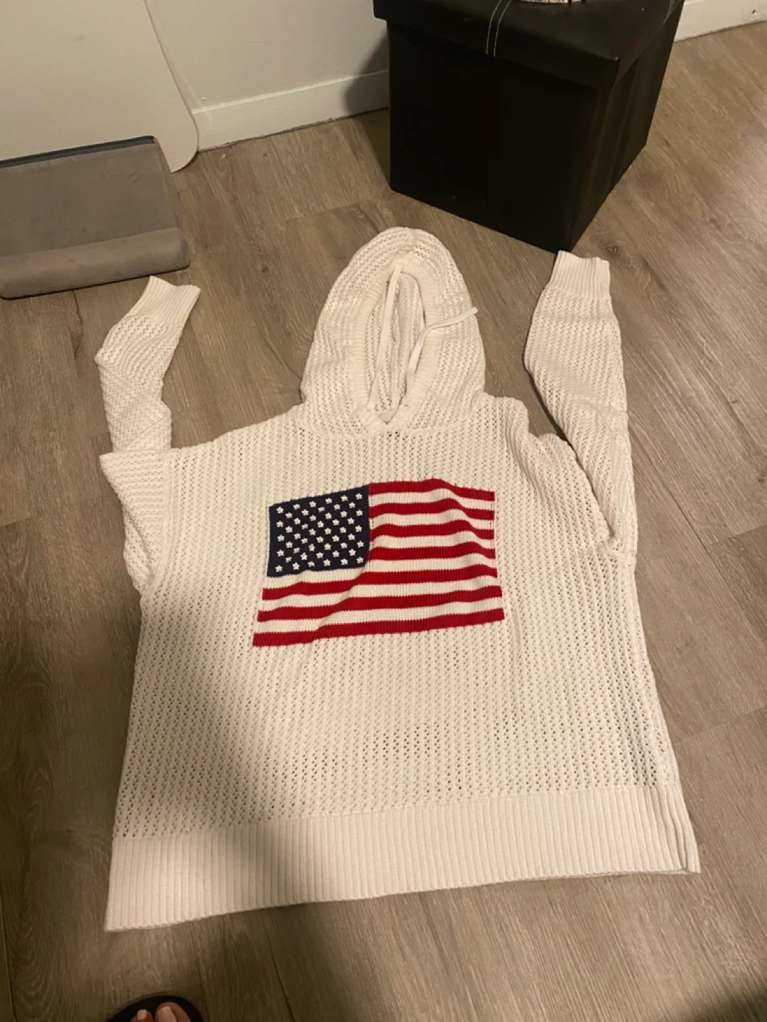 White Hoodie with American Flag image indicator(3)