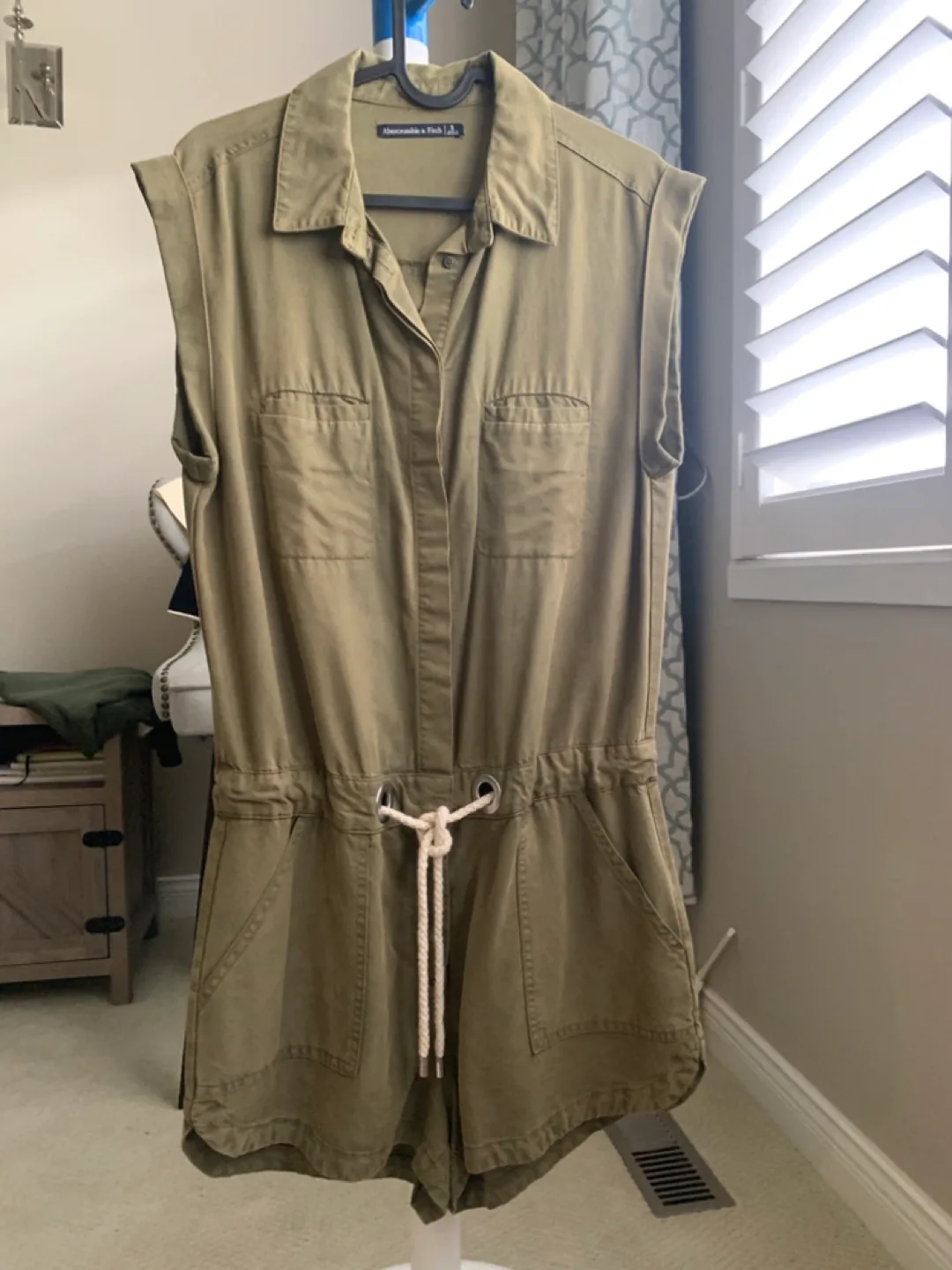 Abercrombie & Fitch Olive Green Romper - Size S thumbnail