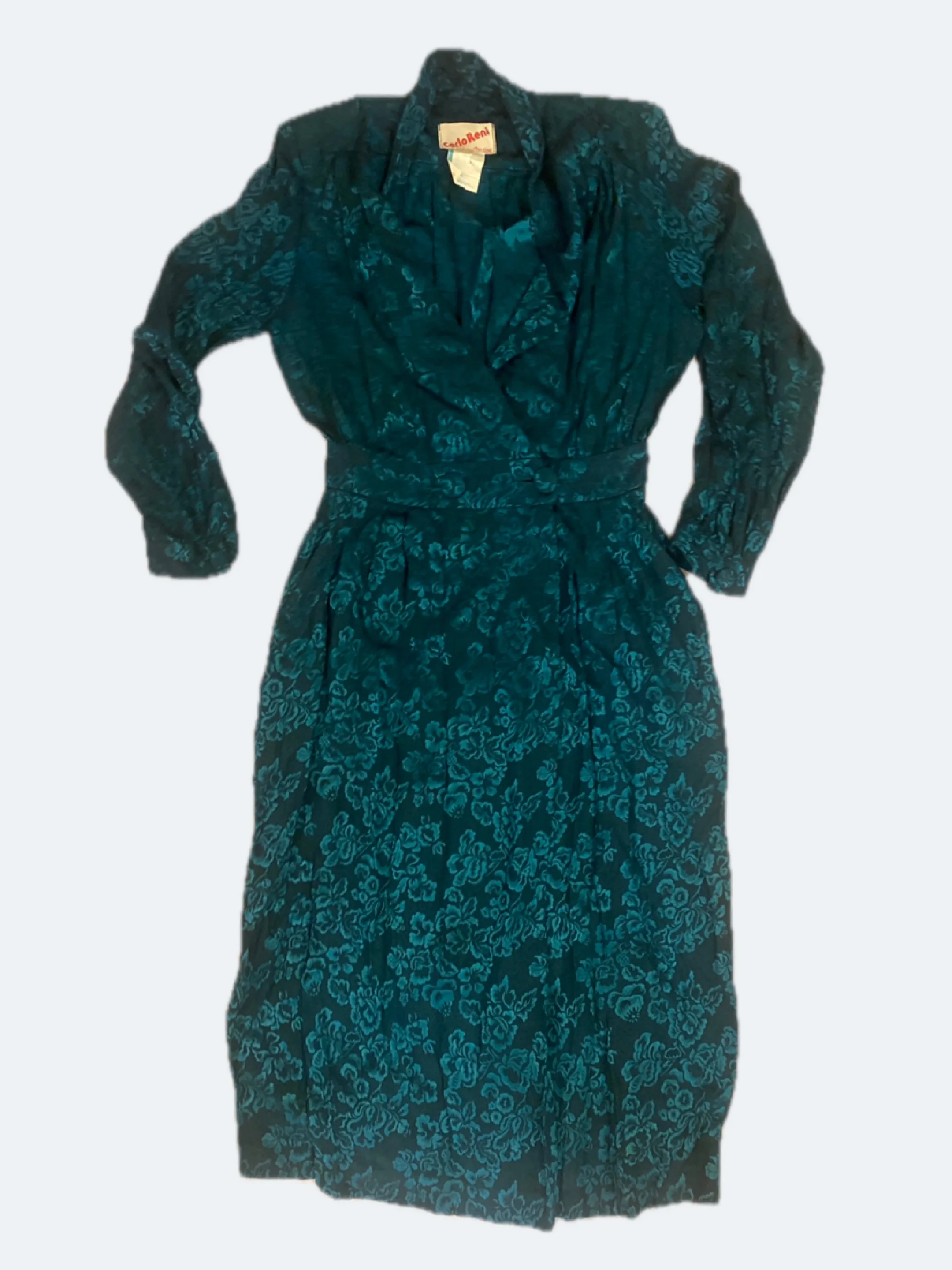 Carlo Reni Teal Floral Dress thumbnail