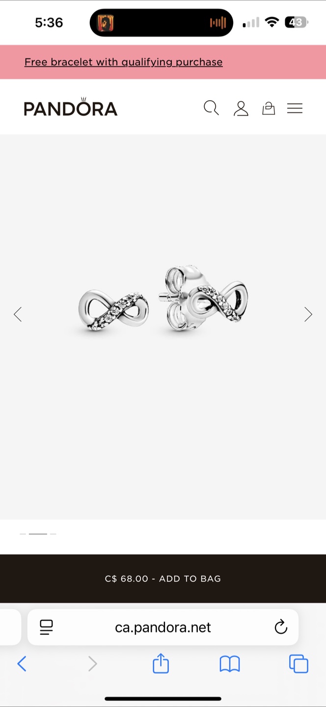 New Pandora Infinity Stud Earrings