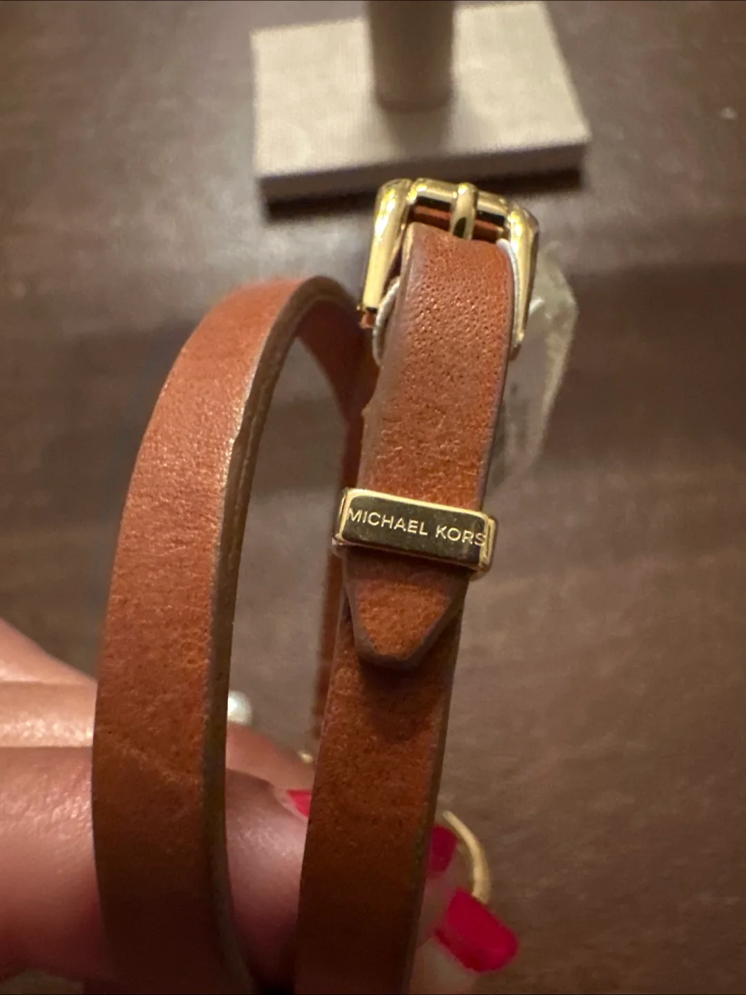 Michael Kors Brown Leather Wrap Bracelet image indicator(2)