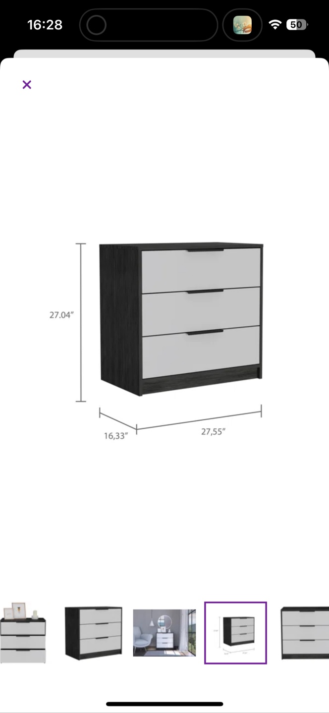 White & Wood 3-Drawer Dresser - 27"x28" - photo 2
