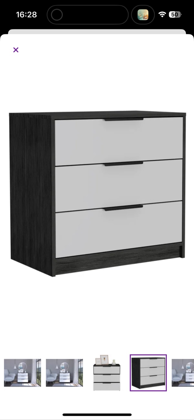 White & Wood 3-Drawer Dresser - 27"x28"