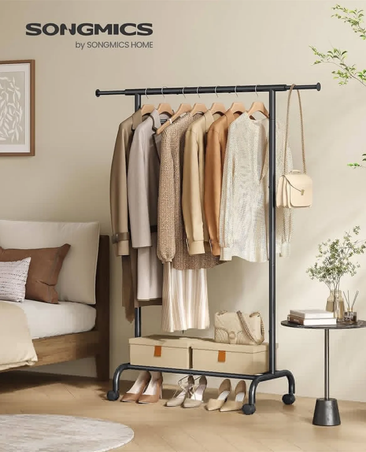 Double Rod Clothes Rack, Black thumbnail
