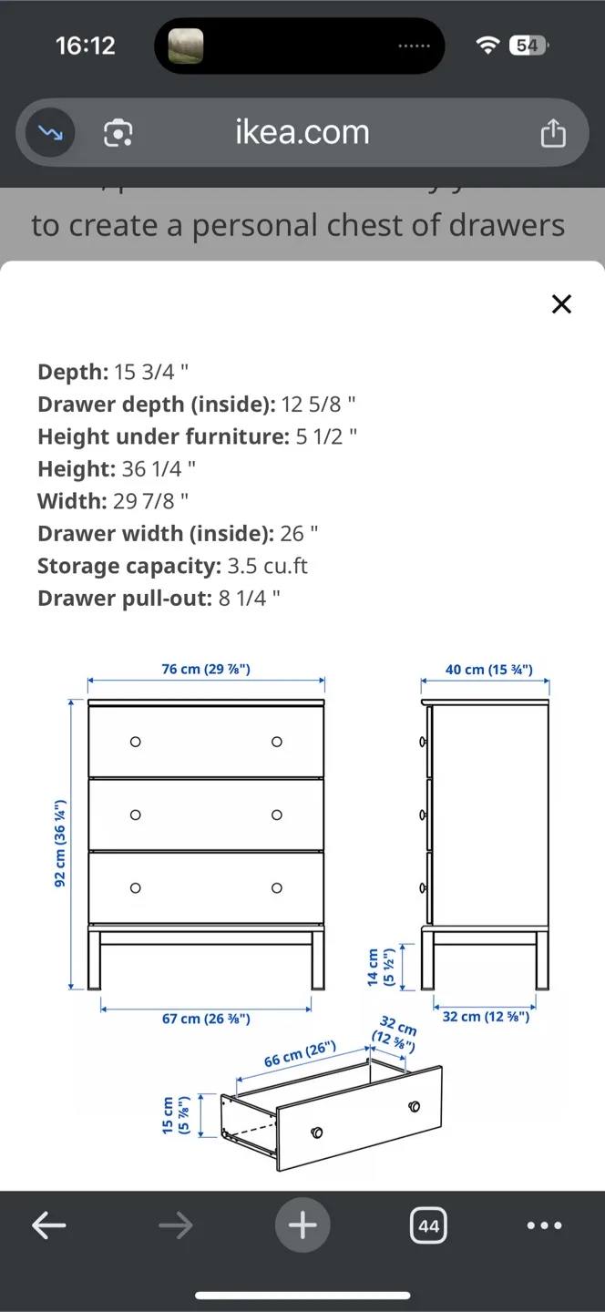 IKEA TARVA Wooden 3-Drawer Dresser image indicator(9)