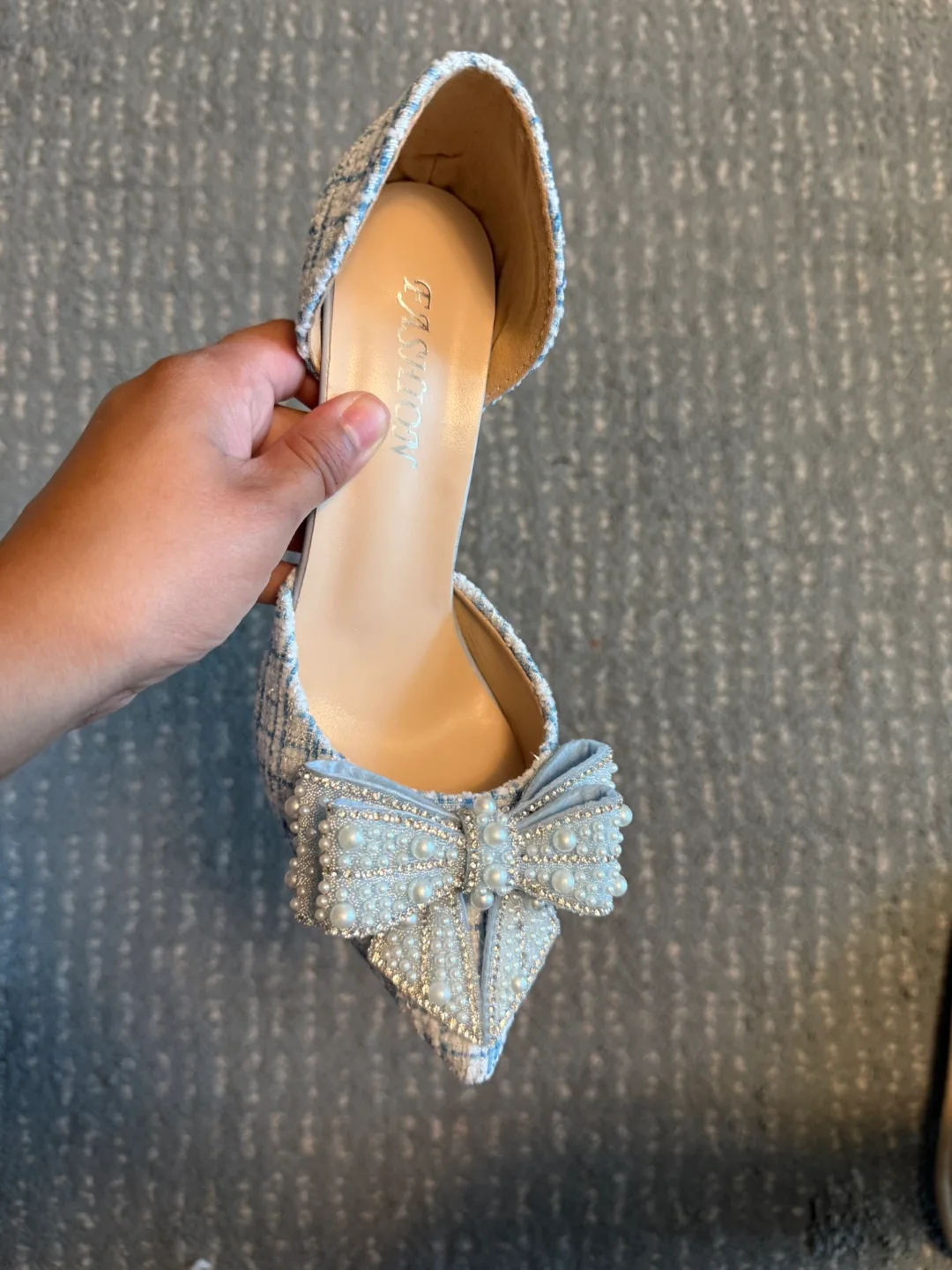 2024 Spring Crystal Pointed Toe Stiletto Heels - Blue image indicator(6)