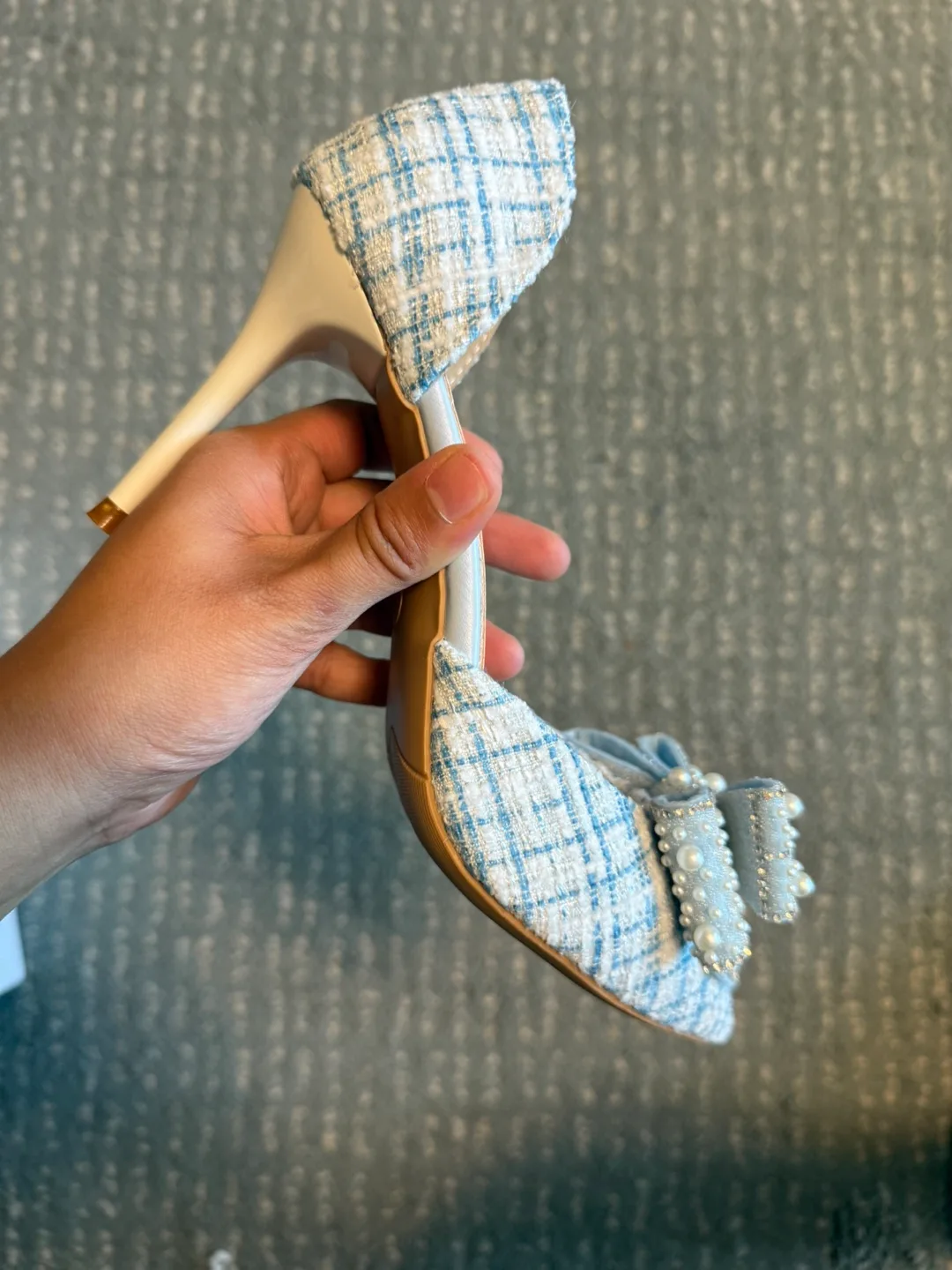 2024 Spring Crystal Pointed Toe Stiletto Heels - Blue image indicator(7)