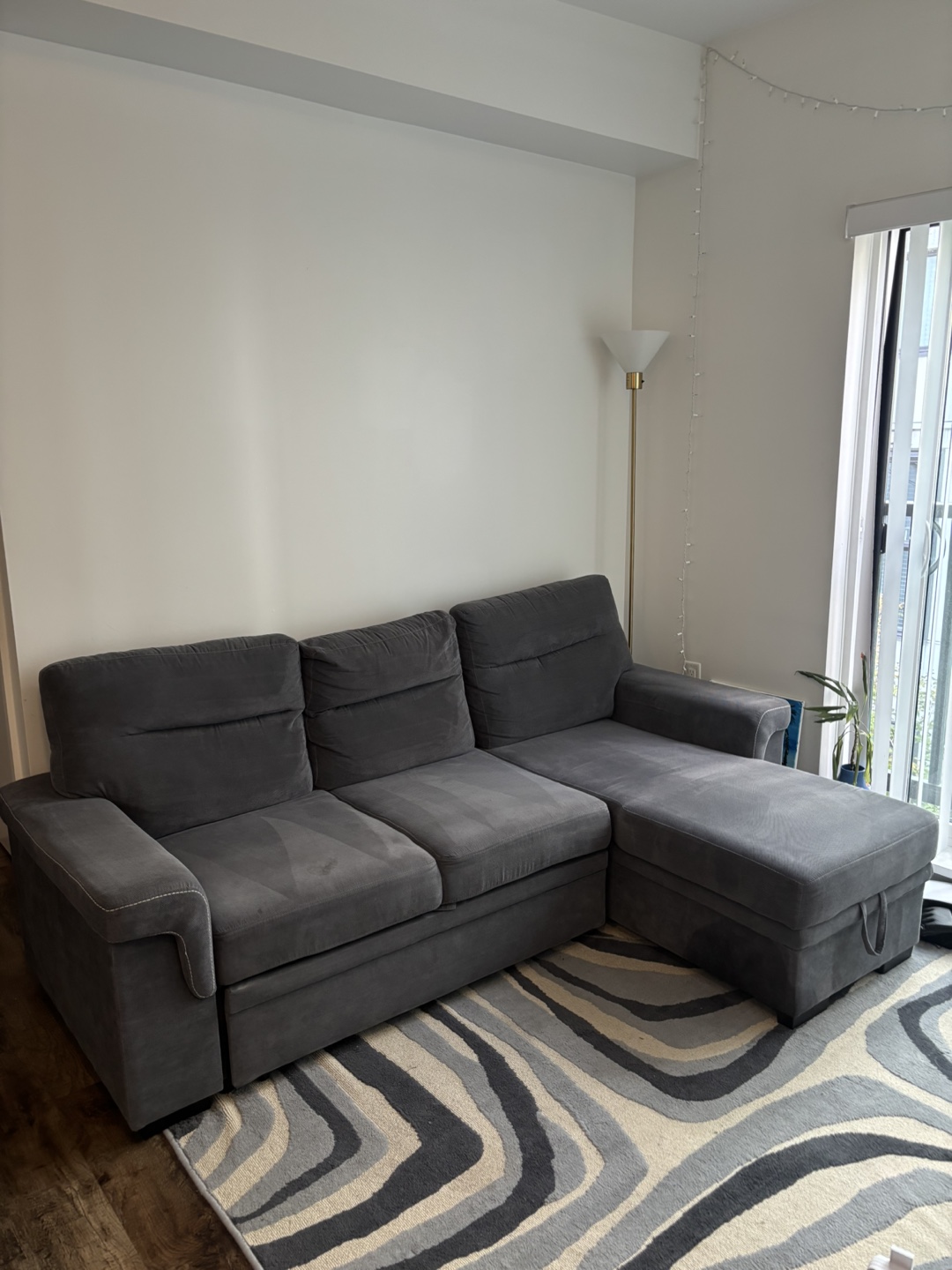 Grey Sleeper Sectional Sofa with Storage