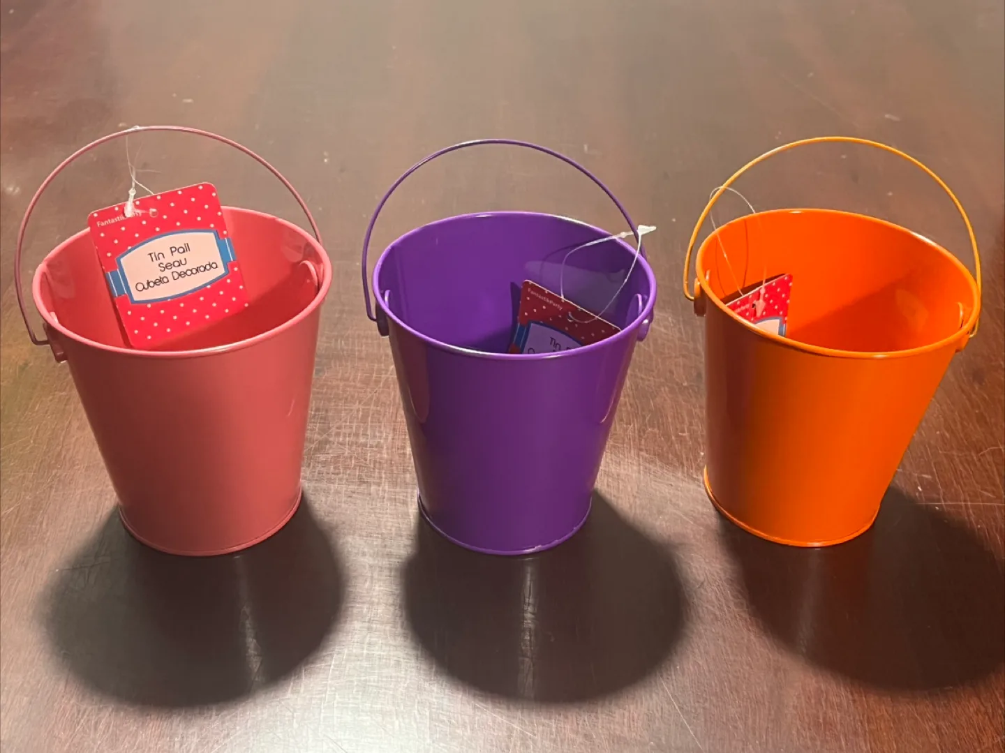 Tin Pail Set - Pink, Purple, Orange thumbnail