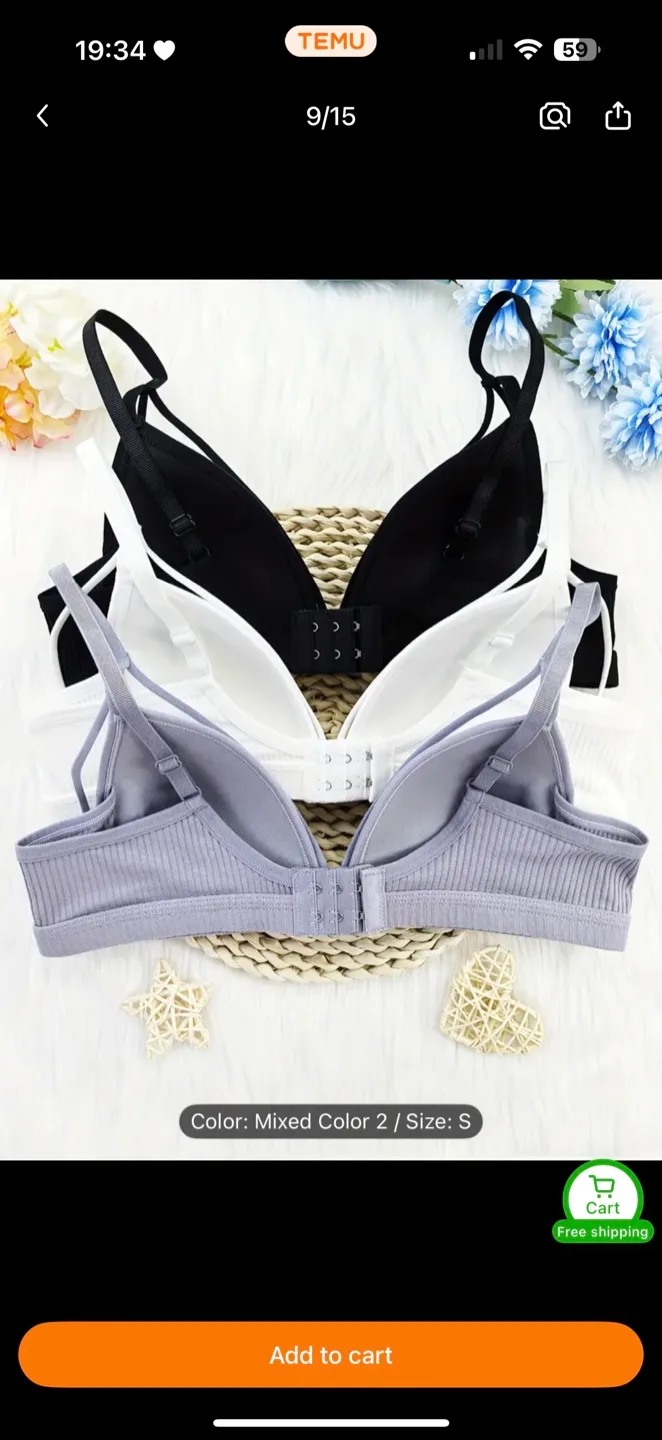 Temu Bra - Mixed Colour 3 - Size S image indicator(3)