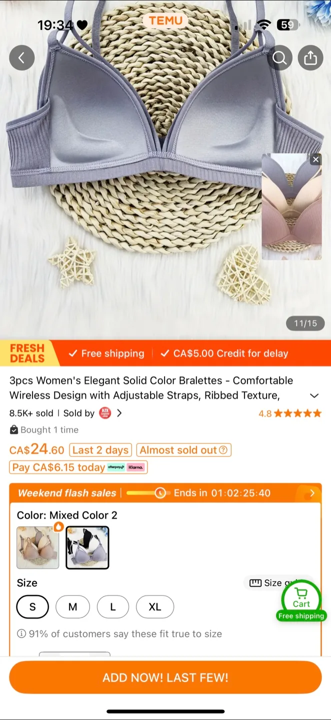 Temu Bra - Mixed Colour 3 - Size S image indicator(6)