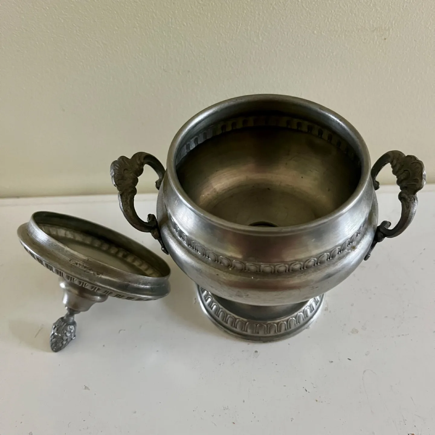 Ariston Peltro Pewter Sugar Bowl image indicator(2)