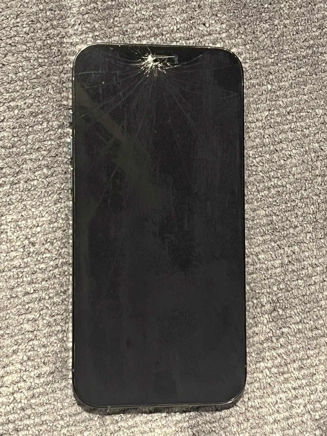 Blue iPhone 12 Pro Max - damaged screen image indicator(2)