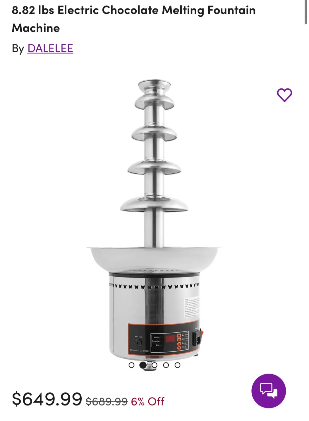 New DALELEE Chocolate Melting Fountain Machine thumbnail