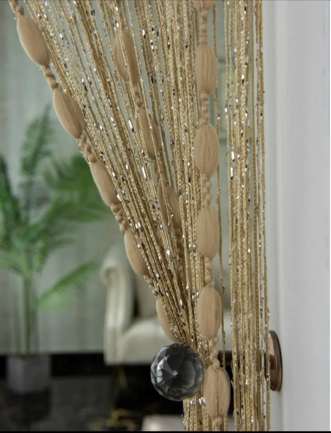 🥕Beaded String Curtain, Beige, 100x200cm image indicator(2)