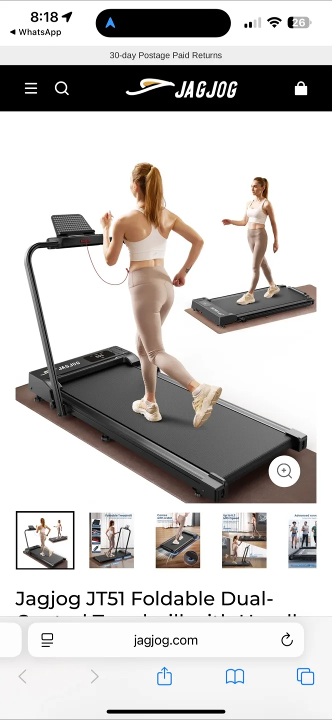 New Jagjog JT51 Foldable Treadmill - Dual-Use thumbnail