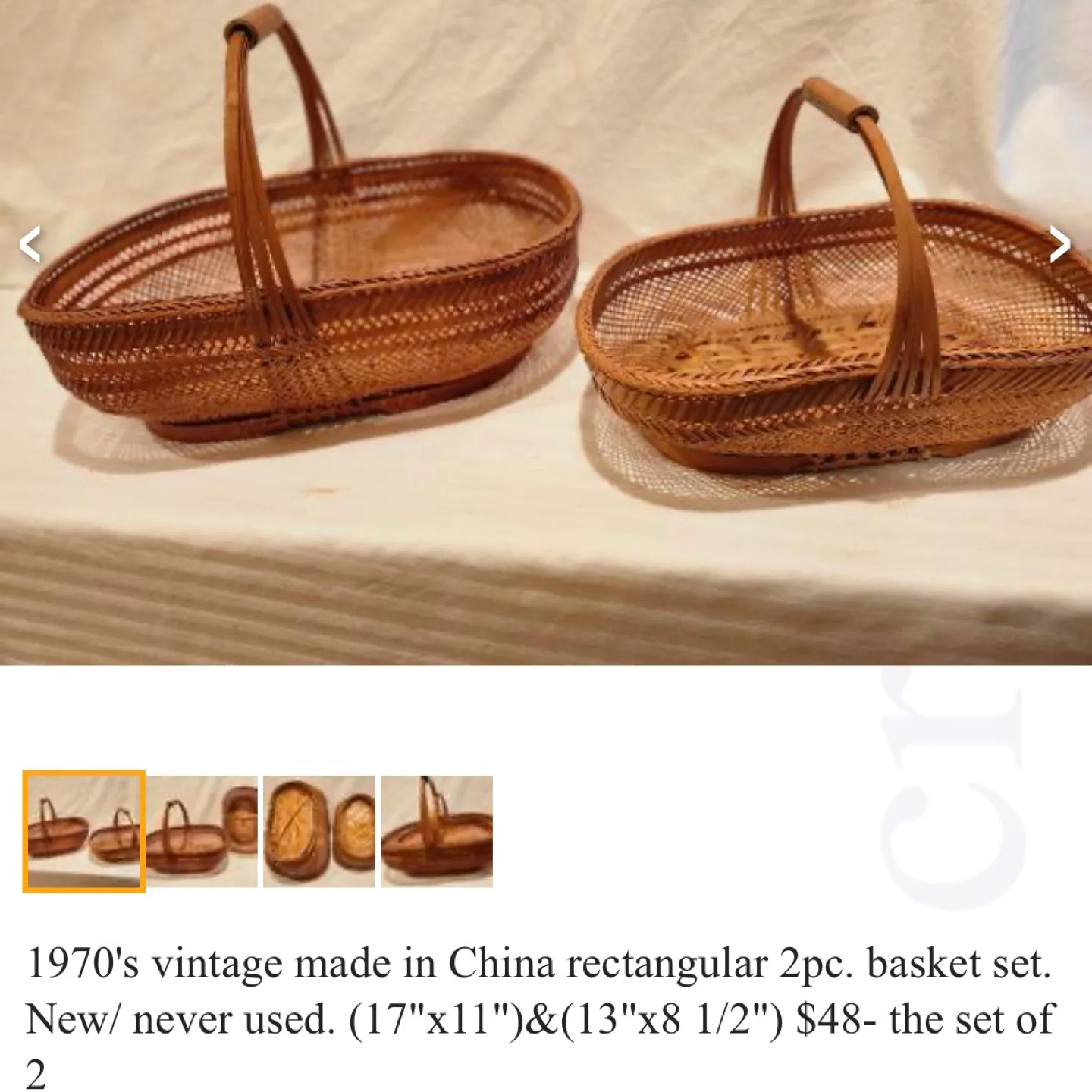 Pair of Nesting PRC Woven Bamboo  Baskets image indicator(9)