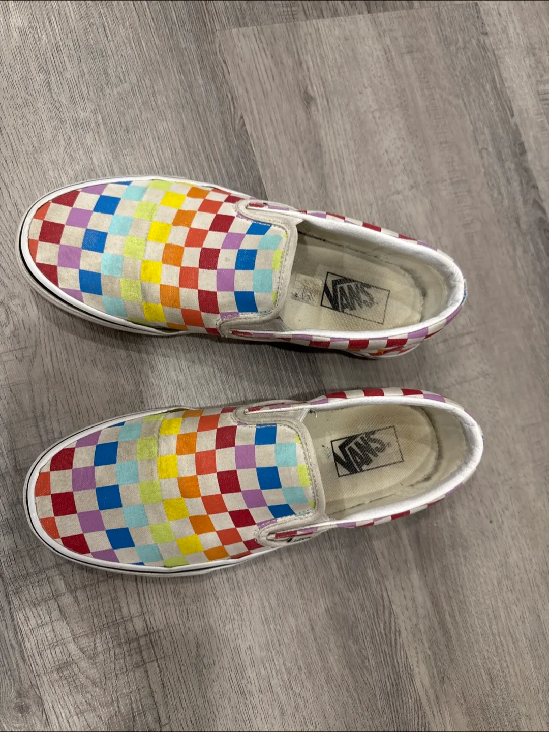 Vans Rainbow Checkerboard Slip-Ons - US Men's 8 image indicator(2)