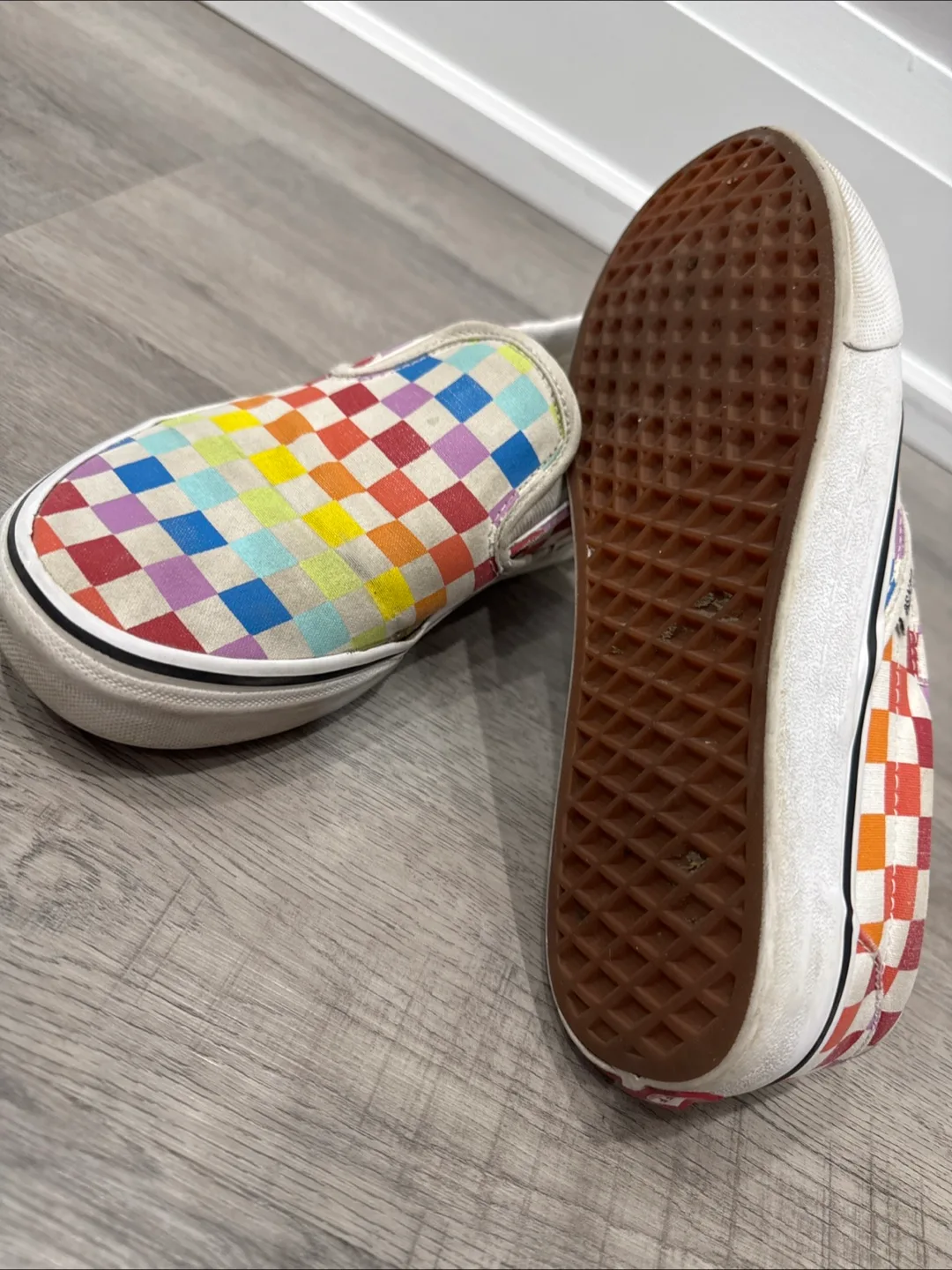 Vans Rainbow Checkerboard Slip-Ons - US Men's 8 image indicator(3)