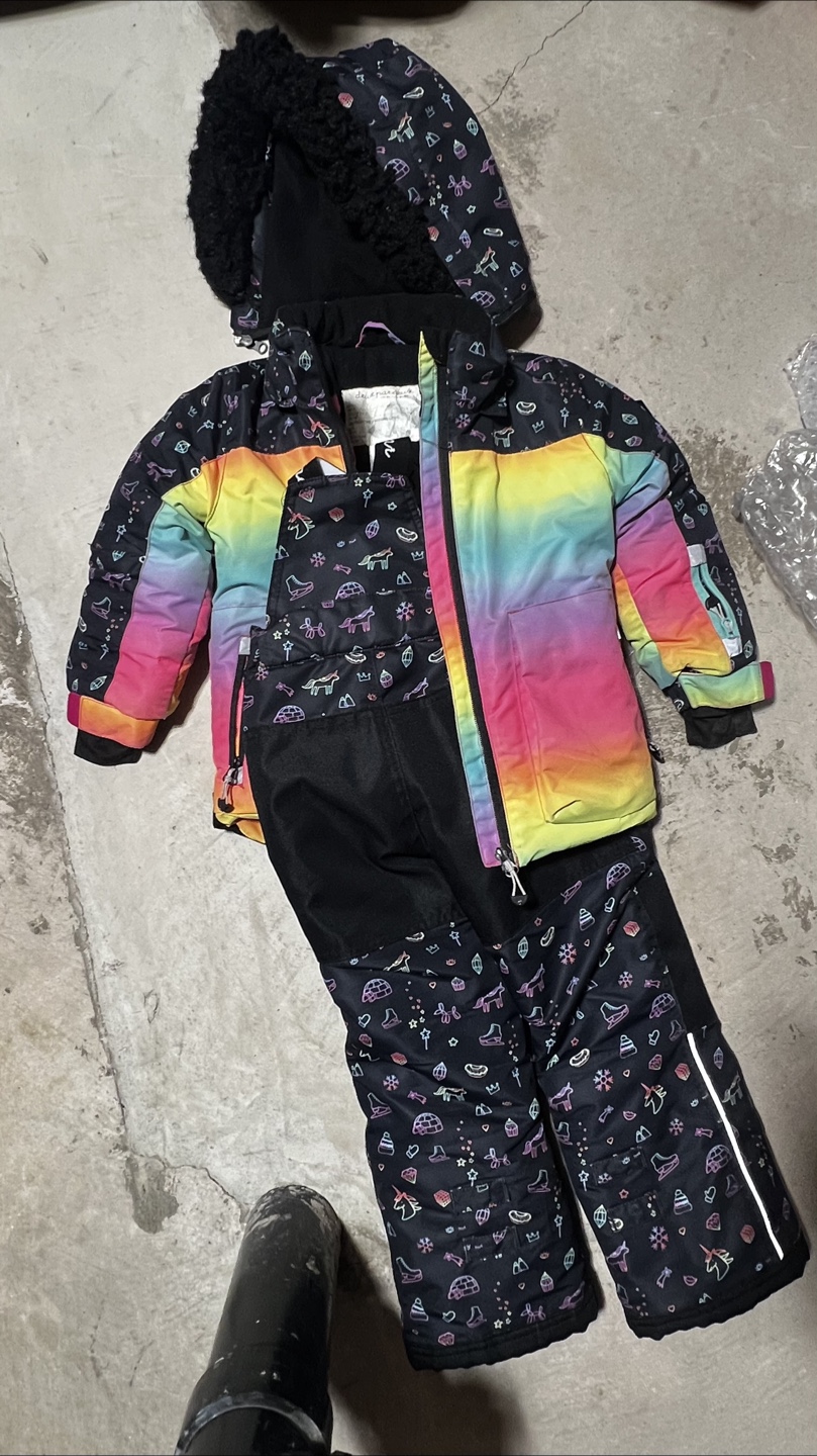Rainbow Puffer Jacket Snowsuit - Size 4