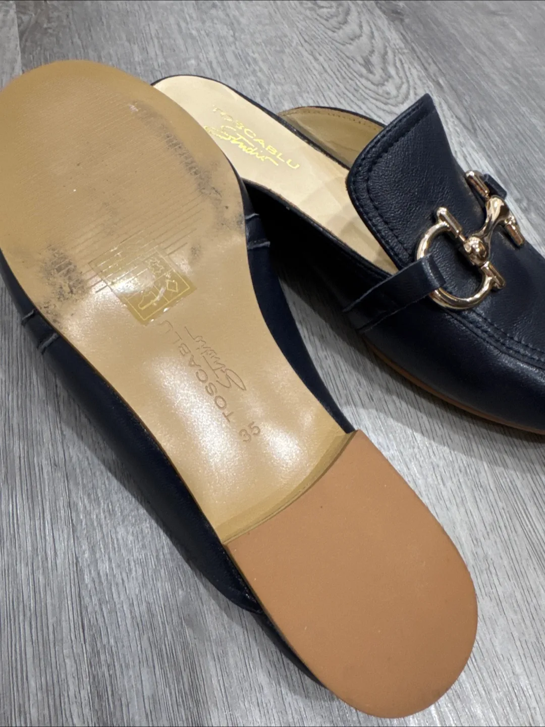 Toscablu Stefania Navy Leather Mules - Size 35 image indicator(3)