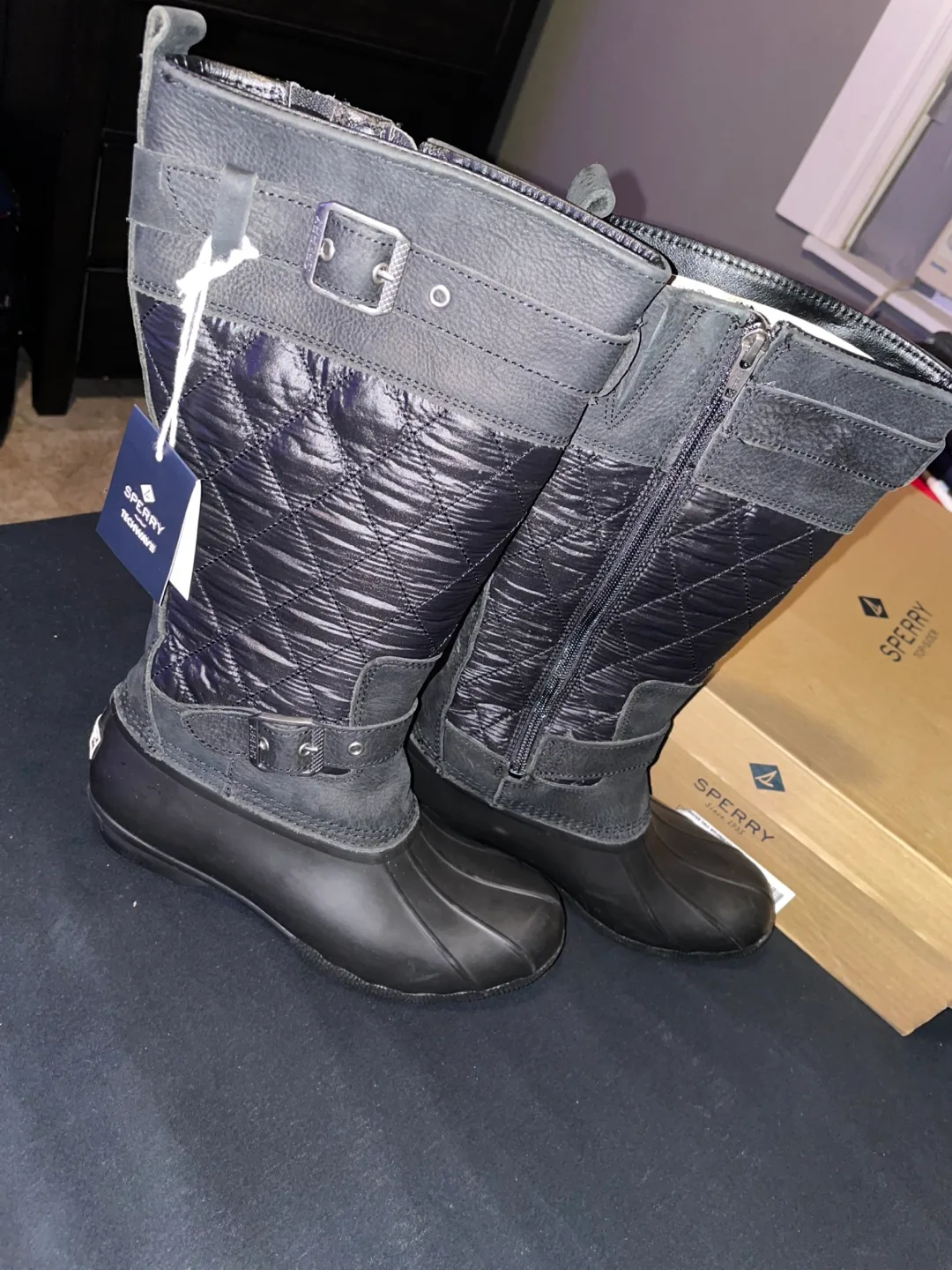 Sperry Saltwater Tall Nylon Black Boots thumbnail