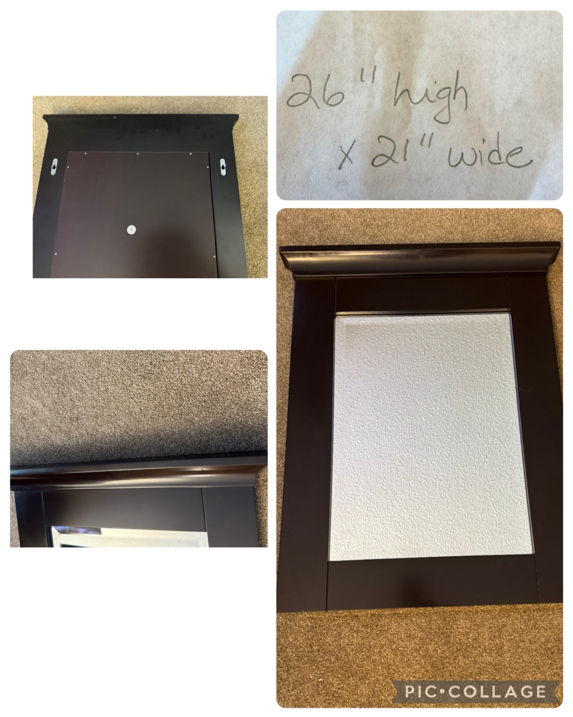 Dark Brown Framed Mirror (26x21)