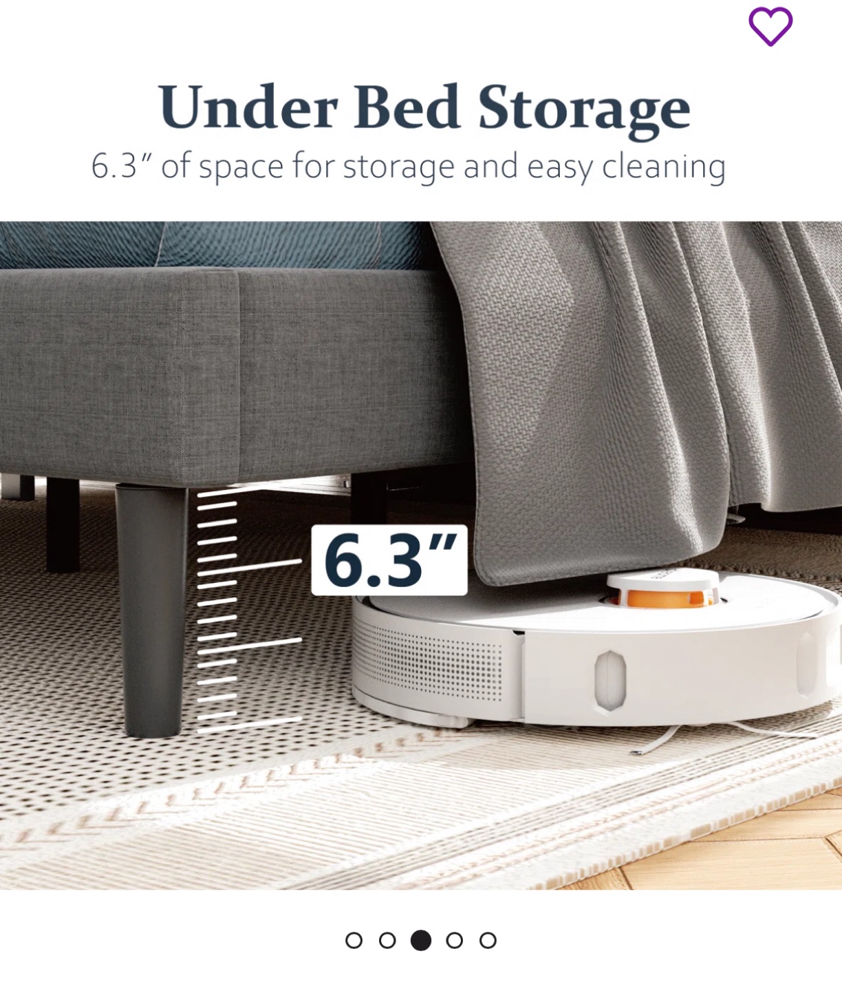 Queen Size Grey Upholstered Platform Bed Frame - photo 2