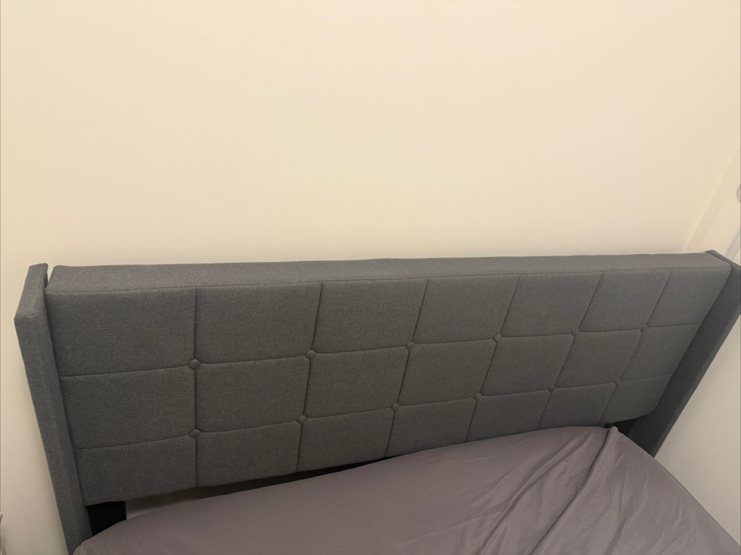 Queen Size Grey Upholstered Platform Bed Frame - photo 3