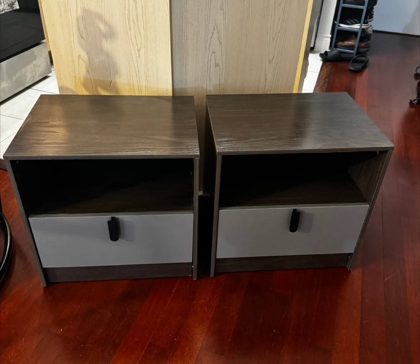 Pair of Brown & Grey Nightstands thumbnail