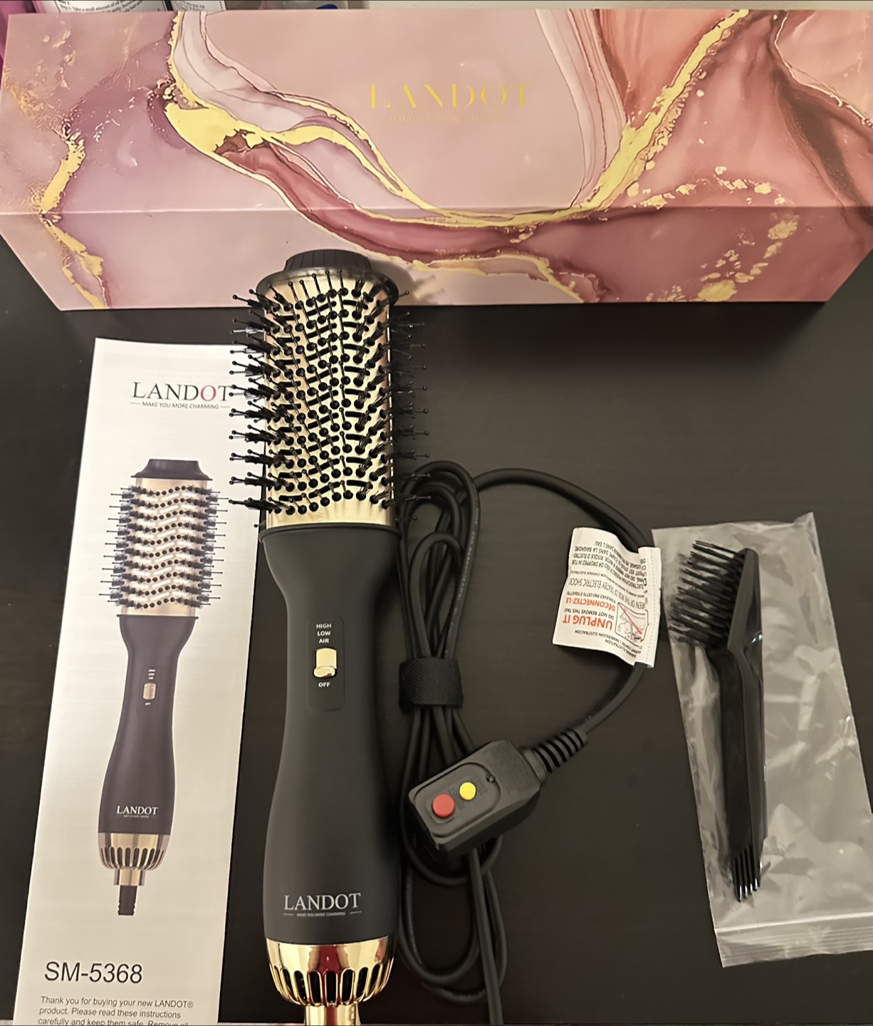 LANDOT 4-in-1 Blow Dryer Brush , Gold & Black - photo 3