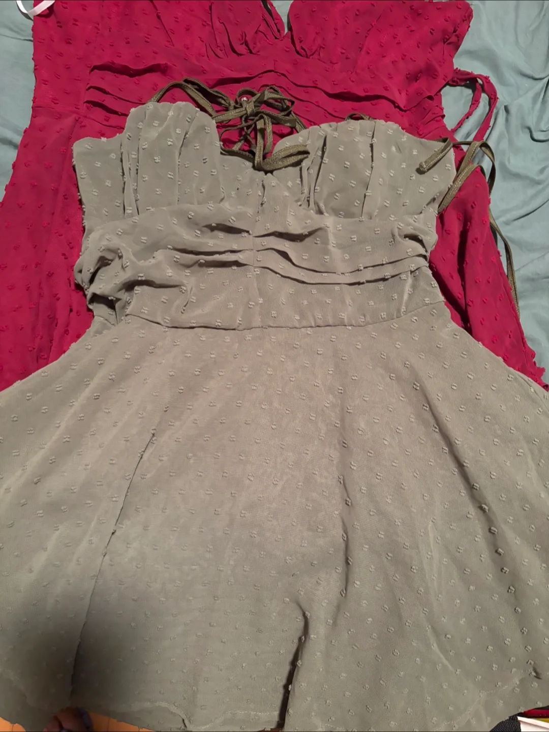Grey and burgundy Mini Dress thumbnail
