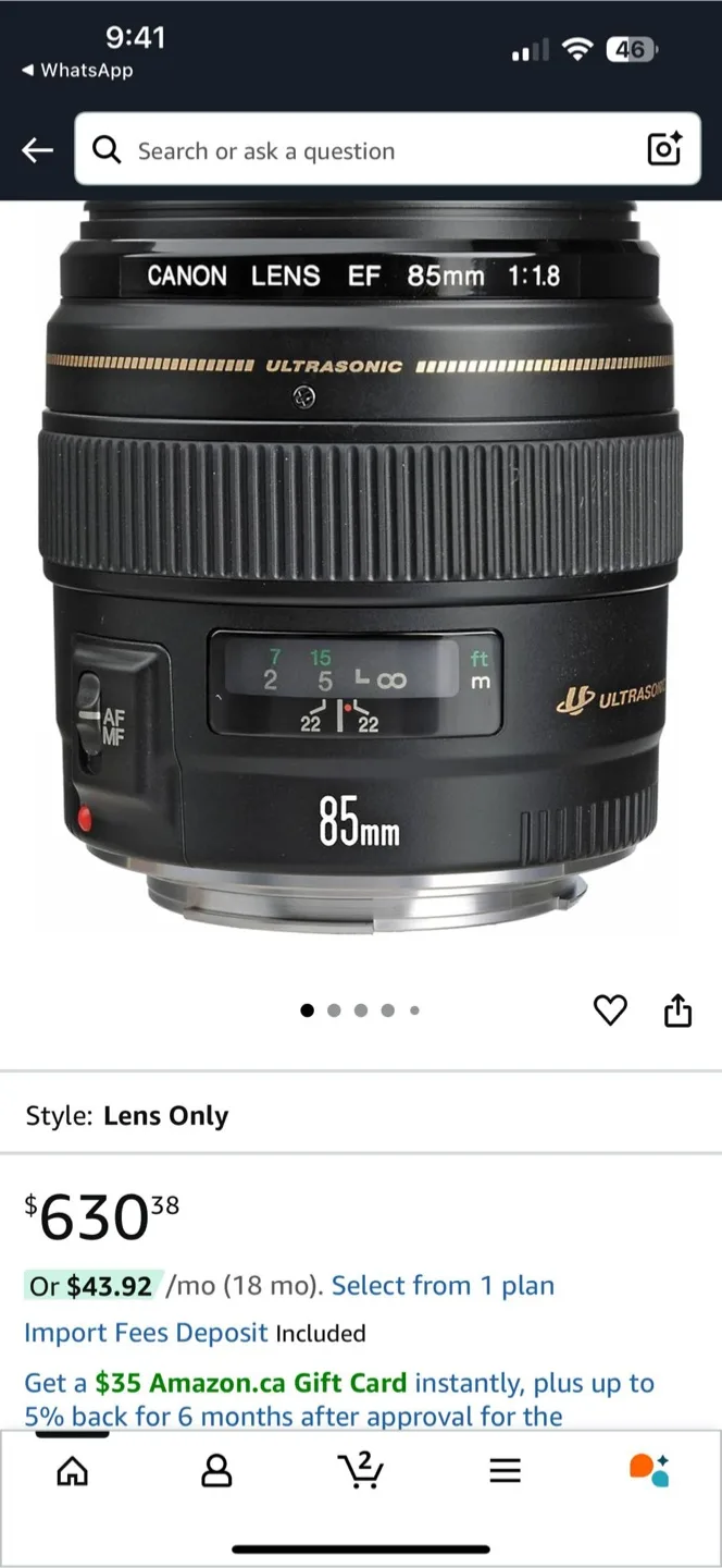 Canon EF 85mm f/1.8 USM Lens thumbnail