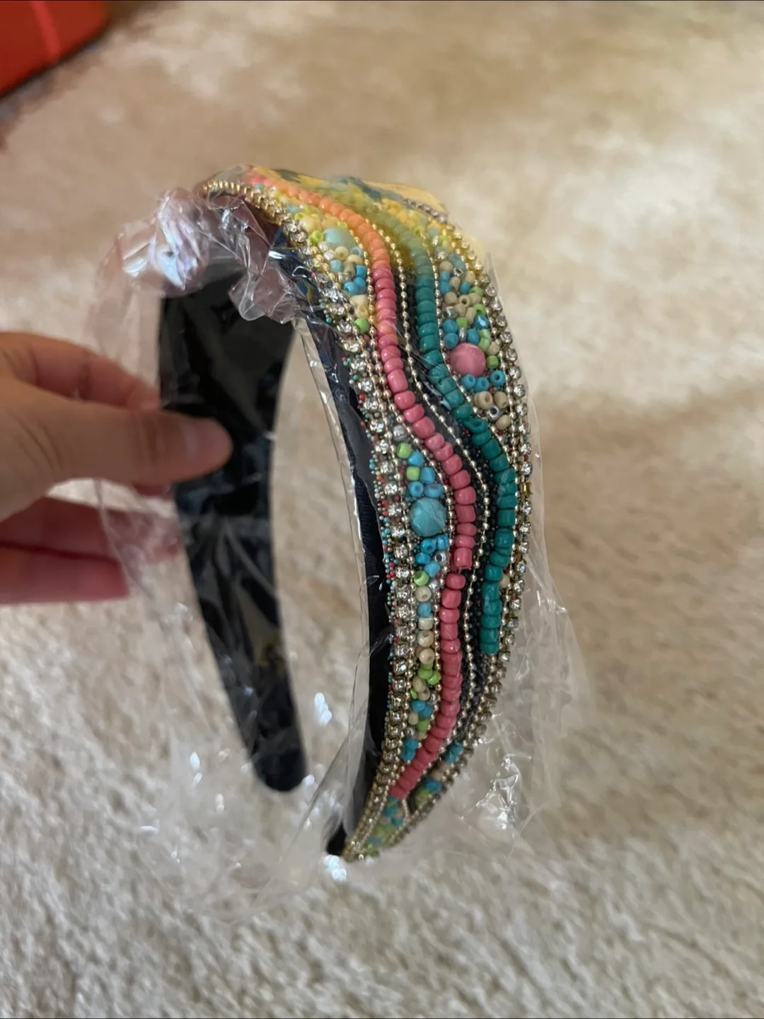 Vintage 2000s Y2K Hand-Beaded Multicolour Headband thumbnail