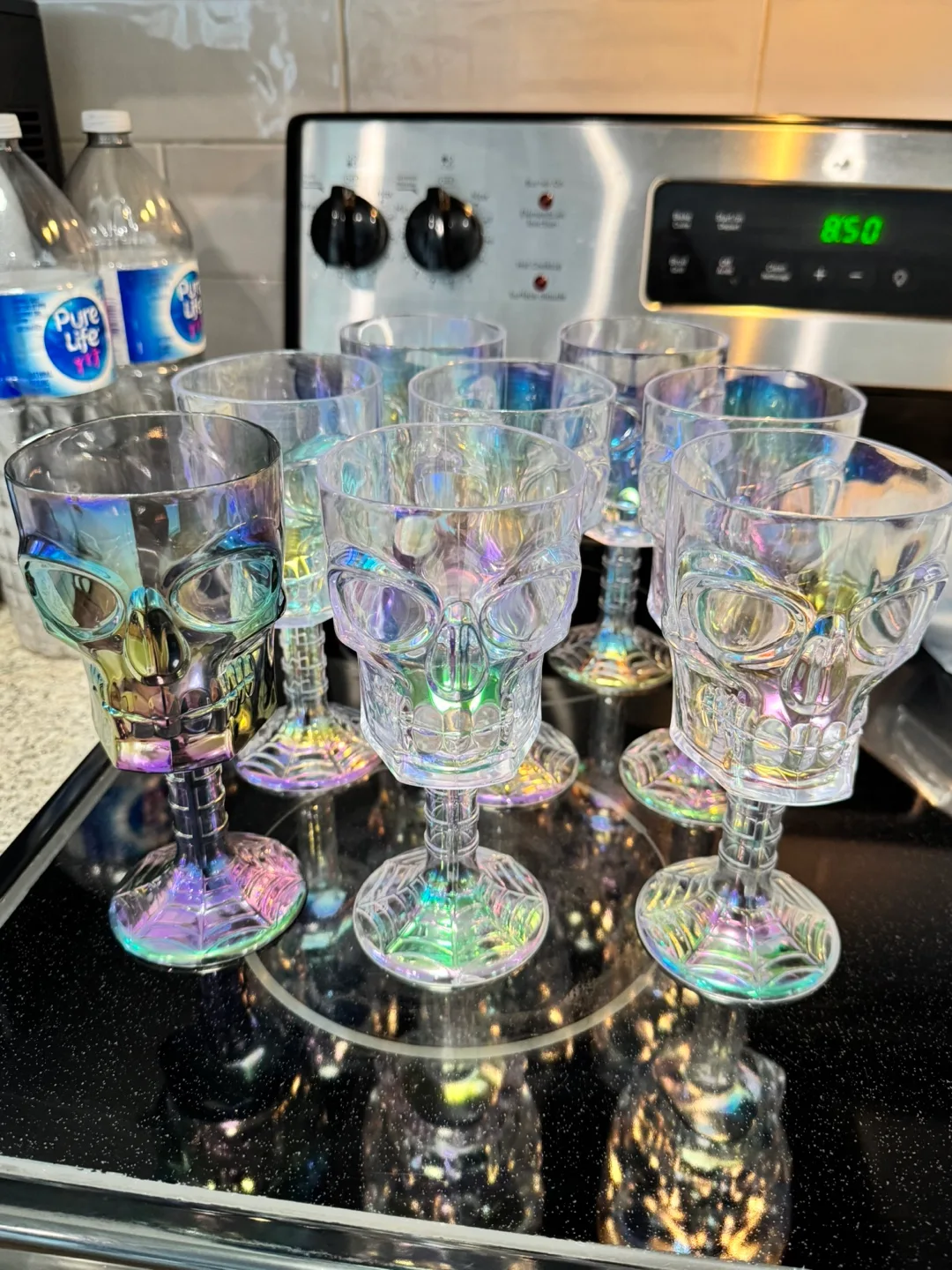 Skull Shaped Iridescent Wine Glasses thumbnail