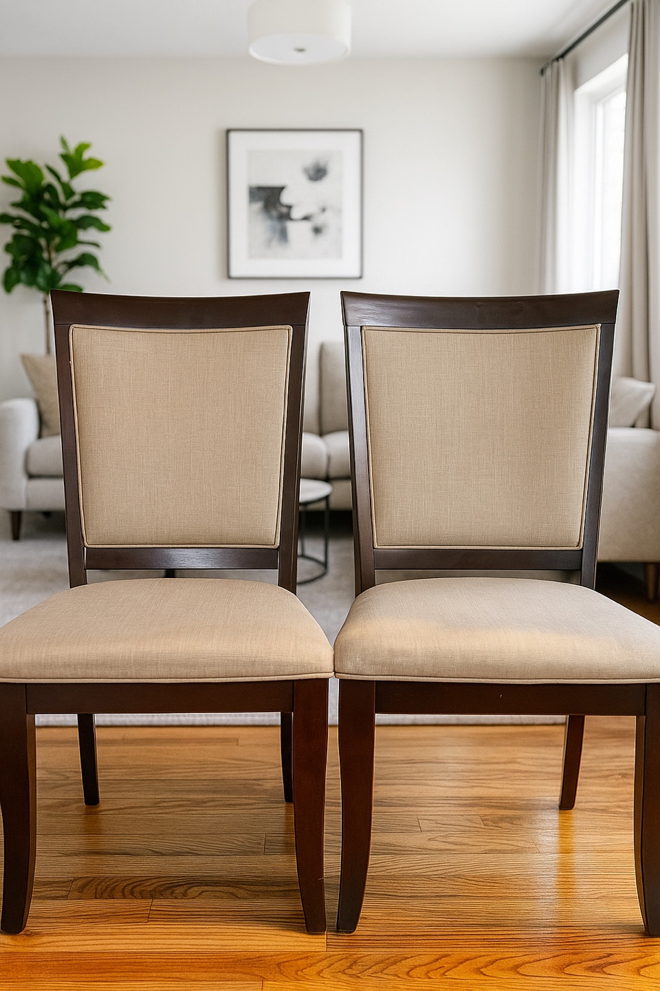 2 Elegant Wooden Dining Chairs – Cushioned & Comfortable