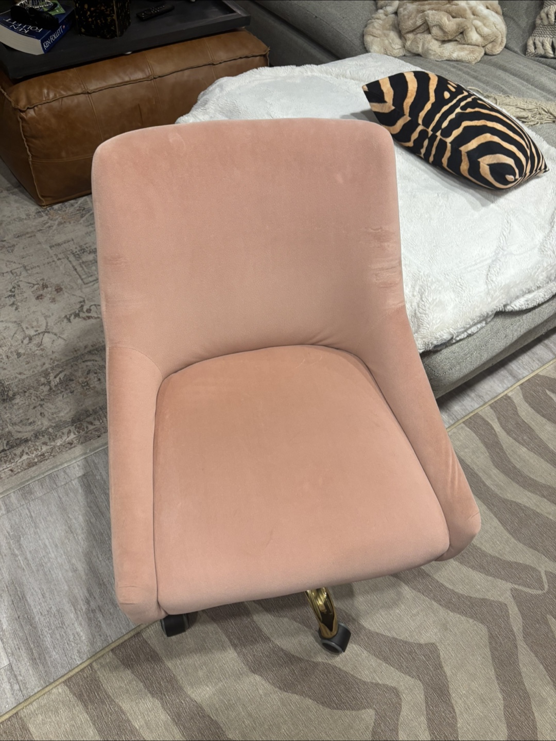 Pink Velvet Office Chair