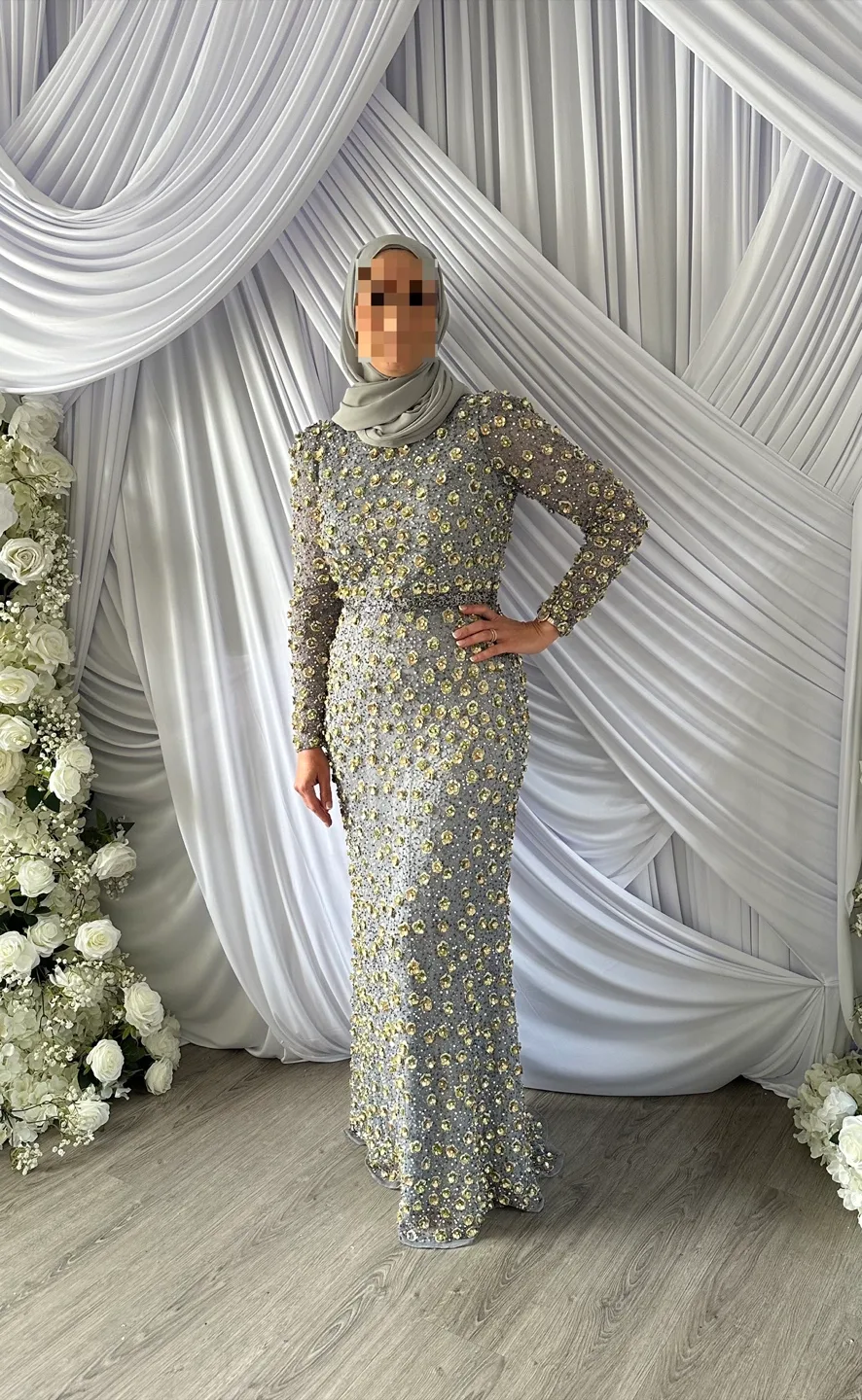 Mac Duggal Beaded Long Sleeve Gown thumbnail